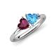 4 - Francesca 2.10 ctw Heart Shape (6.00 mm) Rhodolite Garnet & Blue Topaz Toi Et Moi Engagement Ring 