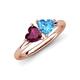 4 - Francesca 2.10 ctw Heart Shape (6.00 mm) Rhodolite Garnet & Blue Topaz Toi Et Moi Engagement Ring 