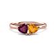 1 - Francesca 1.78 ctw Heart Shape (6.00 mm) Rhodolite Garnet & Citrine Toi Et Moi Engagement Ring 