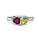 1 - Francesca 2.05 ctw Heart Shape (6.00 mm) Rhodolite Garnet & Peridot Toi Et Moi Engagement Ring 