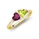 4 - Francesca 2.05 ctw Heart Shape (6.00 mm) Rhodolite Garnet & Peridot Toi Et Moi Engagement Ring 