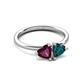 3 - Francesca 2.10 ctw Heart Shape (6.00 mm) Rhodolite Garnet & London Blue Topaz Toi Et Moi Engagement Ring 