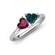 4 - Francesca 2.10 ctw Heart Shape (6.00 mm) Rhodolite Garnet & London Blue Topaz Toi Et Moi Engagement Ring 
