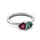 3 - Francesca 1.85 ctw Heart Shape (6.00 mm) Rhodolite Garnet & Lab Created Alexandrite Toi Et Moi Engagement Ring 