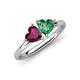 4 - Francesca 1.85 ctw Heart Shape (6.00 mm) Rhodolite Garnet & Lab Created Alexandrite Toi Et Moi Engagement Ring 