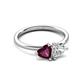3 - Francesca 1.80 ctw Heart Shape (6.00 mm) Rhodolite Garnet & Moissanite Toi Et Moi Engagement Ring 