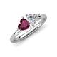 4 - Francesca 1.80 ctw Heart Shape (6.00 mm) Rhodolite Garnet & Moissanite Toi Et Moi Engagement Ring 
