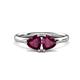 1 - Francesca 2.20 ctw Heart Shape (6.00 mm) Rhodolite Garnet Toi Et Moi Engagement Ring 
