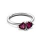 3 - Francesca 2.20 ctw Heart Shape (6.00 mm) Rhodolite Garnet Toi Et Moi Engagement Ring 