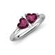 4 - Francesca 2.20 ctw Heart Shape (6.00 mm) Rhodolite Garnet Toi Et Moi Engagement Ring 