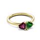 3 - Francesca 1.85 ctw Heart Shape (6.00 mm) Rhodolite Garnet & Lab Created Emerald Toi Et Moi Engagement Ring 