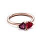 3 - Francesca 1.90 ctw Heart Shape (6.00 mm) Rhodolite Garnet & Lab Created Ruby Toi Et Moi Engagement Ring 