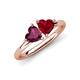 4 - Francesca 1.90 ctw Heart Shape (6.00 mm) Rhodolite Garnet & Lab Created Ruby Toi Et Moi Engagement Ring 