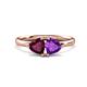 1 - Francesca 1.78 ctw Heart Shape (6.00 mm) Rhodolite Garnet & Amethyst Toi Et Moi Engagement Ring 