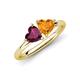 4 - Francesca 1.78 ctw Heart Shape (6.00 mm) Rhodolite Garnet & Citrine Toi Et Moi Engagement Ring 