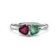 1 - Francesca 1.85 ctw Heart Shape (6.00 mm) Rhodolite Garnet & Lab Created Alexandrite Toi Et Moi Engagement Ring 