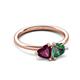 3 - Francesca 1.85 ctw Heart Shape (6.00 mm) Rhodolite Garnet & Lab Created Alexandrite Toi Et Moi Engagement Ring 