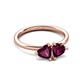 3 - Francesca 2.20 ctw Heart Shape (6.00 mm) Rhodolite Garnet Toi Et Moi Engagement Ring 