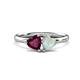 1 - Francesca 1.55 ctw Heart Shape (6.00 mm) Rhodolite Garnet & Opal Toi Et Moi Engagement Ring 