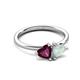 3 - Francesca 1.55 ctw Heart Shape (6.00 mm) Rhodolite Garnet & Opal Toi Et Moi Engagement Ring 