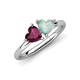 4 - Francesca 1.55 ctw Heart Shape (6.00 mm) Rhodolite Garnet & Opal Toi Et Moi Engagement Ring 
