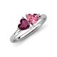 4 - Francesca 1.90 ctw Heart Shape (6.00 mm) Rhodolite Garnet & Pink Tourmaline Toi Et Moi Engagement Ring 