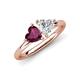 4 - Francesca 2.00 ctw Heart Shape (6.00 mm) Rhodolite Garnet & Lab Created White Sapphire Toi Et Moi Engagement Ring 