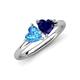 4 - Francesca 1.90 ctw Heart Shape (6.00 mm) Blue Topaz & Lab Created Blue Sapphire Toi Et Moi Engagement Ring 