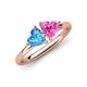 4 - Francesca 1.90 ctw Heart Shape (6.00 mm) Blue Topaz & Lab Created Pink Sapphire Toi Et Moi Engagement Ring 