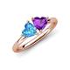 4 - Francesca 1.68 ctw Heart Shape (6.00 mm) Blue Topaz & Amethyst Toi Et Moi Engagement Ring 