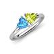 4 - Francesca 1.95 ctw Heart Shape (6.00 mm) Blue Topaz & Peridot Toi Et Moi Engagement Ring 