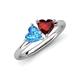 4 - Francesca 1.95 ctw Heart Shape (6.00 mm) Blue Topaz & Red Garnet Toi Et Moi Engagement Ring 
