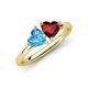 4 - Francesca 1.95 ctw Heart Shape (6.00 mm) Blue Topaz & Red Garnet Toi Et Moi Engagement Ring 