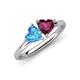 4 - Francesca 2.10 ctw Heart Shape (6.00 mm) Blue Topaz & Rhodolite Garnet Toi Et Moi Engagement Ring 