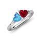 4 - Francesca 1.80 ctw Heart Shape (6.00 mm) Blue Topaz & Lab Created Ruby Toi Et Moi Engagement Ring 