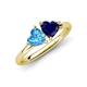 4 - Francesca 1.90 ctw Heart Shape (6.00 mm) Blue Topaz & Lab Created Blue Sapphire Toi Et Moi Engagement Ring 
