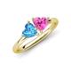 4 - Francesca 1.90 ctw Heart Shape (6.00 mm) Blue Topaz & Lab Created Pink Sapphire Toi Et Moi Engagement Ring 