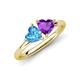 4 - Francesca 1.68 ctw Heart Shape (6.00 mm) Blue Topaz & Amethyst Toi Et Moi Engagement Ring 