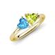 4 - Francesca 1.95 ctw Heart Shape (6.00 mm) Blue Topaz & Peridot Toi Et Moi Engagement Ring 