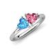 4 - Francesca 1.80 ctw Heart Shape (6.00 mm) Blue Topaz & Pink Tourmaline Toi Et Moi Engagement Ring 