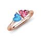 4 - Francesca 1.80 ctw Heart Shape (6.00 mm) Blue Topaz & Pink Tourmaline Toi Et Moi Engagement Ring 