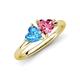 4 - Francesca 1.80 ctw Heart Shape (6.00 mm) Blue Topaz & Pink Tourmaline Toi Et Moi Engagement Ring 