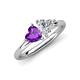 4 - Francesca 1.53 ctw Heart Shape (6.00 mm) Amethyst & IGI Certified Lab Grown Diamond Toi Et Moi Engagement Ring 