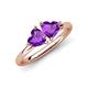 4 - Francesca 1.36 ctw Heart Shape (6.00 mm) Amethyst Toi Et Moi Engagement Ring 