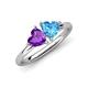 4 - Francesca 1.68 ctw Heart Shape (6.00 mm) Amethyst & Blue Topaz Toi Et Moi Engagement Ring 