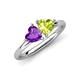 4 - Francesca 1.63 ctw Heart Shape (6.00 mm) Amethyst & Peridot Toi Et Moi Engagement Ring 