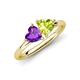 4 - Francesca 1.63 ctw Heart Shape (6.00 mm) Amethyst & Peridot Toi Et Moi Engagement Ring 