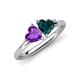 4 - Francesca 1.68 ctw Heart Shape (6.00 mm) Amethyst & London Blue Topaz Toi Et Moi Engagement Ring 