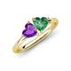 4 - Francesca 1.43 ctw Heart Shape (6.00 mm) Amethyst & Lab Created Alexandrite Toi Et Moi Engagement Ring 