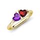 4 - Francesca 1.63 ctw Heart Shape (6.00 mm) Amethyst & Red Garnet Toi Et Moi Engagement Ring 
